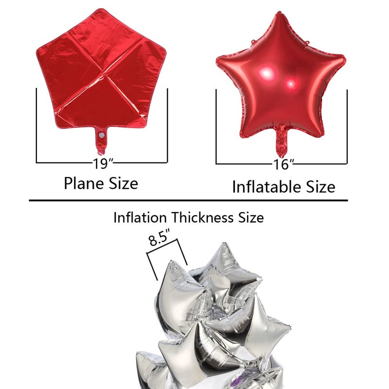 Adeer 18" Red Star-Shaped Foil Balloon Mylar Helium Balloons for Wedding Baby Shower Birthday Party Decorations, Pack of 20 - Image 3